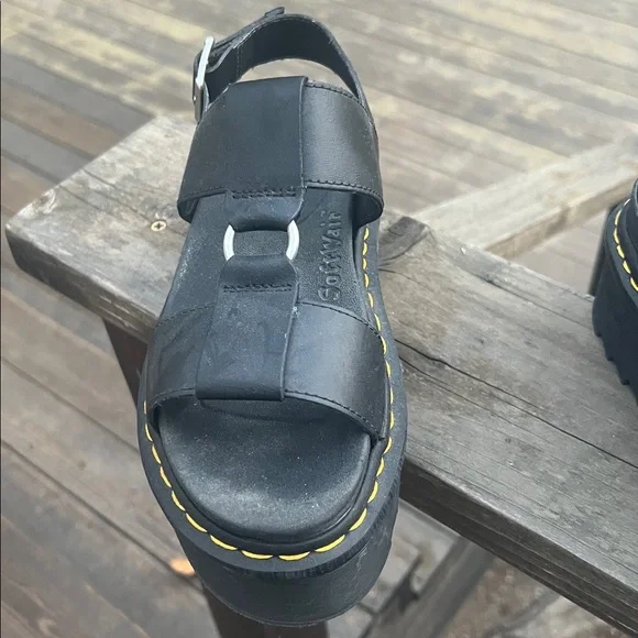 Dr. Martens Platform Sandals Francis Leather Strap Retro Women's 7. B & W - Picture 3 of 10